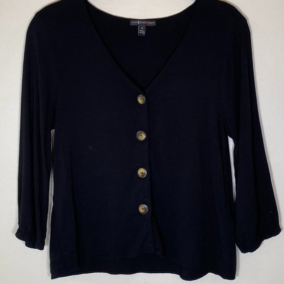 mmmmmm Black Button Down Blouse - Picture 2 of 4